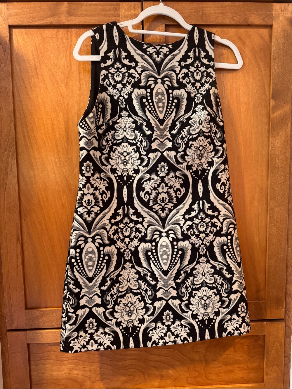 Alice + Olivia Black and Silver Jacquard A-Line Dress